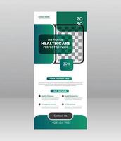 modernes, elegantes medizinisches rollup-banner, medizinische flyer-vorlage für krankenhäuser, ärzte, krankenschwestern und gesundheitsförderung. x-Banner, Rollup-Banner für Unternehmen vektor