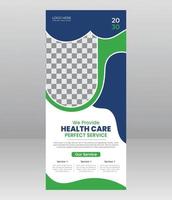 modernes, elegantes medizinisches rollup-banner, medizinische flyer-vorlage für krankenhäuser, ärzte, krankenschwestern und gesundheitsförderung. x-Banner, Rollup-Banner für Unternehmen vektor