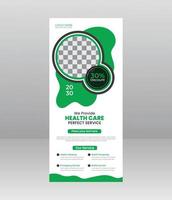 modernes, elegantes medizinisches rollup-banner, medizinische flyer-vorlage für krankenhäuser, ärzte, krankenschwestern und gesundheitsförderung. x-Banner, Rollup-Banner für Unternehmen vektor