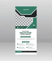 modernes, elegantes medizinisches rollup-banner, medizinische flyer-vorlage für krankenhäuser, ärzte, krankenschwestern und gesundheitsförderung. x-Banner, Rollup-Banner für Unternehmen vektor