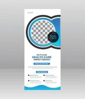 modernes, elegantes medizinisches rollup-banner, medizinische flyer-vorlage für krankenhäuser, ärzte, krankenschwestern und gesundheitsförderung. x-Banner, Rollup-Banner für Unternehmen vektor