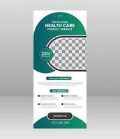 modernes, elegantes medizinisches rollup-banner, medizinische flyer-vorlage für krankenhäuser, ärzte, krankenschwestern und gesundheitsförderung. x-Banner, Rollup-Banner für Unternehmen vektor