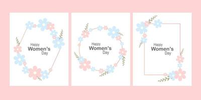 uppsättning av blommig posters för kvinnor dag. samling av annorlunda mönster med blommor och text. vektor