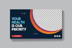 medizinisches Gesundheitswesen Video-Thumbnail und Web-Banner-Vorlagendesign vektor