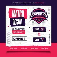 Match-Ergebnis-E-Sport-Gaming-Banner-Vorlage für Social-Media-Flyer mit Logo vektor