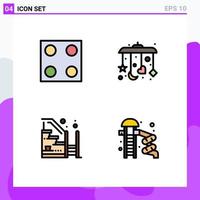 Stock Vector Icon Pack mit 4 Zeilenzeichen und Symbolen für Electro Up Baby Home Park Slider editierbare Vektordesign-Elemente