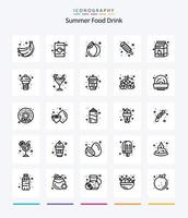 kreativ sommar mat dryck 25 översikt ikon packa sådan som dryck. måltid. packa. is grädde. sommar vektor