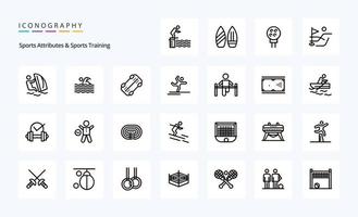 25 Sportattribute und Symbolpaket für Sporttrainingslinien vektor