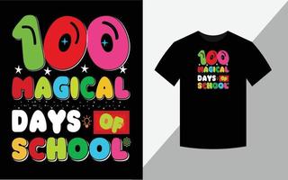 100 magische Schultage, T-Shirt-Design vektor