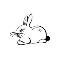 umrisszeichnung niedliches kaninchen handgezeichnetes schwarz-weißes häschen vektor
