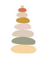 zen stenar cairns enkel abstrakt platt stil vektor illustration, koppla av, meditation och yoga begrepp, boho färger sten pyramid för framställning banderoller, affischer, kort, grafik, vägg konst