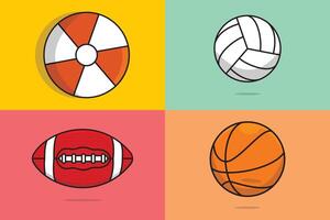 satz der sportspielausrüstungselement-vektorillustration. Sport-Objekte-Icon-Konzept. billardball, golfball, schleuderball, squashballsammlungsvektordesign. Sportliebhaber, Symbol für Sportsymbole. vektor