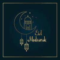 eid mubarak hälsning kort mall fri vektor