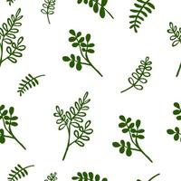 nahtloses Muster mit Pflanzen auf weißem Hintergrund. Vektor-Illustration. vektor