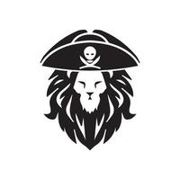 Löwe-Logo-Design-Vektor-Vorlage mit Piratenhut vektor