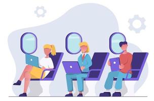 frilans på flygplan. människor arbete i de flygplan på en frilans vektor