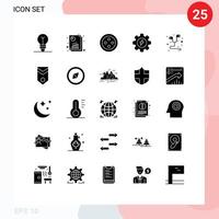 universelle Symbolsymbole Gruppe von 25 modernen soliden Glyphen von Smartphone-Headset-Seo-Bericht handfreie Ausrüstung editierbare Vektordesign-Elemente vektor