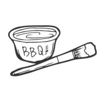 doodle bbq sauce bowl vector icon.black vektorsymbol isoliert auf weißem hintergrund flaschensoße.