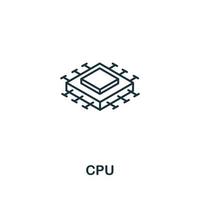 CPU-Symbol aus der Sammlung künstlicher Intelligenz. einfaches Linien-CPU-Symbol für Vorlagen, Webdesign und Infografiken vektor