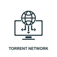 Torrent-Netzwerksymbol aus der verbotenen Internetsammlung. Einfaches Torrent-Netzwerksymbol für Vorlagen, Webdesign und Infografiken vektor