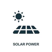 Symbol für Solarenergie. monochromes einfaches Solarstromsymbol für Vorlagen, Webdesign und Infografiken vektor