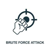 Brute-Force-Angriffssymbol aus verbotener Internetsammlung. Einfaches Brute-Force-Angriffssymbol für Vorlagen, Webdesign und Infografiken vektor