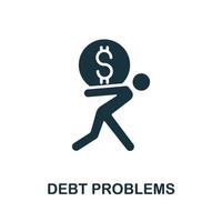 Symbol für Schuldenprobleme. einfaches element aus der sammlung von unternehmensorganisationen. Symbol für kreative Schuldenprobleme für Webdesign, Vorlagen, Infografiken und mehr vektor