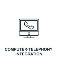 Computer-Telefonie-Integrationssymbol aus der Kundendienstsammlung. einfaches Symbol für die Computer-Telefonie-Integration mit Linienelementen für Vorlagen, Webdesign und Infografiken vektor