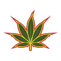 vektorillustration des rot-gelb-grünen rasta-hanfblattes. Zeichen zum Rauchen von Marihuana-Blättern. vektor