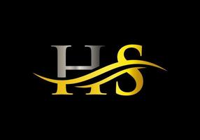 Swoosh-Buchstabe hs-Logo-Design für Geschäfts- und Firmenidentität. Wasserwellen-hs-Logo mit modernem Trend vektor