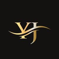 wasserwelle yj logo vektor. Swoosh-Buchstabe yj Logo-Design für Geschäfts- und Firmenidentität vektor