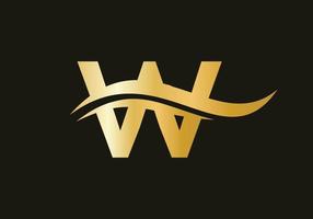 Swoosh-Buchstabe w-Logo-Design-Vektorvorlage vektor