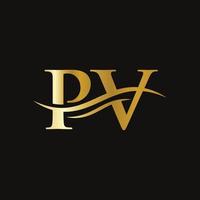 PV-Logo-Design. Logo-Design mit anfänglichem PV-Buchstaben vektor