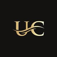 uc-Logo-Design. Premium-Letter-UC-Logo-Design mit Wasserwellenkonzept vektor