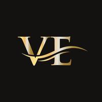 Mit einem Buchstaben verknüpftes Logo für Geschäfts- und Firmenidentität. anfangsbuchstabe ve logo vektorvorlage vektor