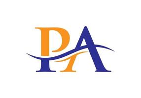 pa-Logo-Design. Logo-Vektor mit anfänglichem Pa-Buchstaben. Swoosh-Buchstabe Pa-Logo-Design vektor