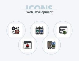 Webentwicklungslinie gefüllt Icon Pack 5 Icon Design. Webseite. Geschwindigkeit. Entwicklung. Netz. Geschwindigkeit vektor