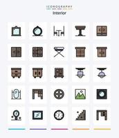 kreatives Interieur 25 Zeilen gefülltes Icon Pack wie Möbel. Innere. Schreibtisch. Möbel. Wandschrank vektor