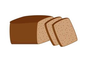 bakverk rostat bröd bröd från råg, bit bageri mat. fyrkant limpa med skära skiva. vektor illustration