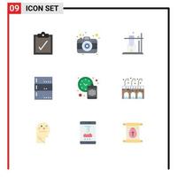 Stock Vector Icon Pack mit 9 Zeilen Zeichen und Symbolen für den City Time Space Management Server editierbare Vektordesign-Elemente