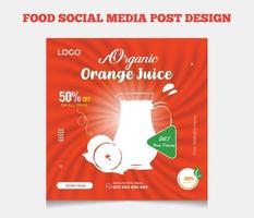 färsk och organisk sommar orange frukt juice mat social media posta vektor