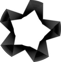 sternförmige schwarz-weiße geometrische konzentrierte linienrahmenillustrationsmaterialvorratillustration. vektor