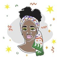 Afrikanisches Mädchen mit Kopftuch, Dekoration für Banner, Farbige, Vektor