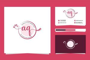 första aq feminin logotyp samlingar och företag kort templat premie vektor