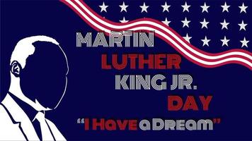 Happy Martin Luther King Day mit uns Flagge blauem Hintergrund Vektor