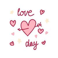 hjärta med pil kärlek dag slogan skriva ut. perfekt för klistermärke, kort, tee. vektor