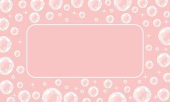 Seifenblasenhintergrund mit Rahmen. Vektor abstrakter rosa Hintergrund.