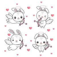 Flying Bunny Amor mit Pfeil und Bogen. Vektor-Illustration vektor