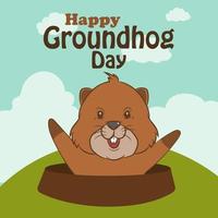 Lycklig groundhog dag. vektor illustrationer av söt och rolig jordsvin