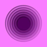 3D-Papierschnitteffekt konzentrische Kreise Vektorhintergrund. rosa und violettes 3D-Relief, das Kunstmuster schnitzt. vektor